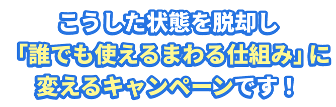 こうした状態を脱却し「誰でも使えるまわる仕組み」に変えるキャンペーンです！